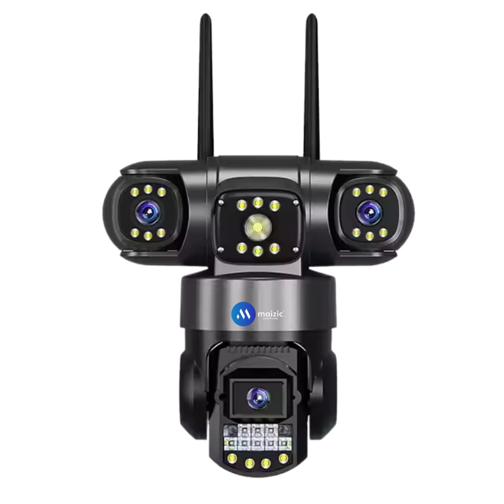 Batman Black 3in1 4G Sim CCTV Camera (5MP+5MP+5MP) Full HD 3 Lens/3 Screen View Home Security Camera with Pan Tilt 360° View & 2 side camera horizontally rotate 180°-Built-in speakers / Wireless