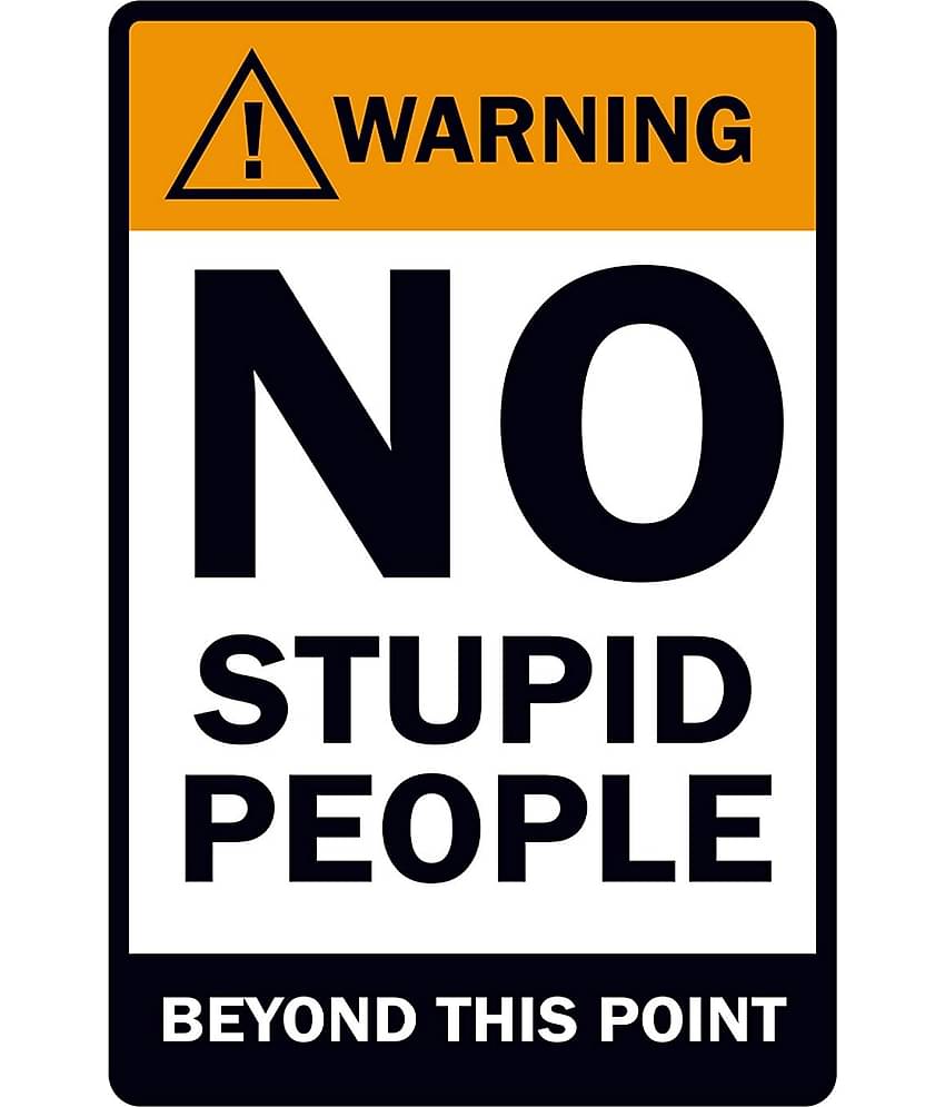 Asmi Collection No Stupid People Beyond This Point Self Adhesive Wall Sticker ( 45 x 30 cms )