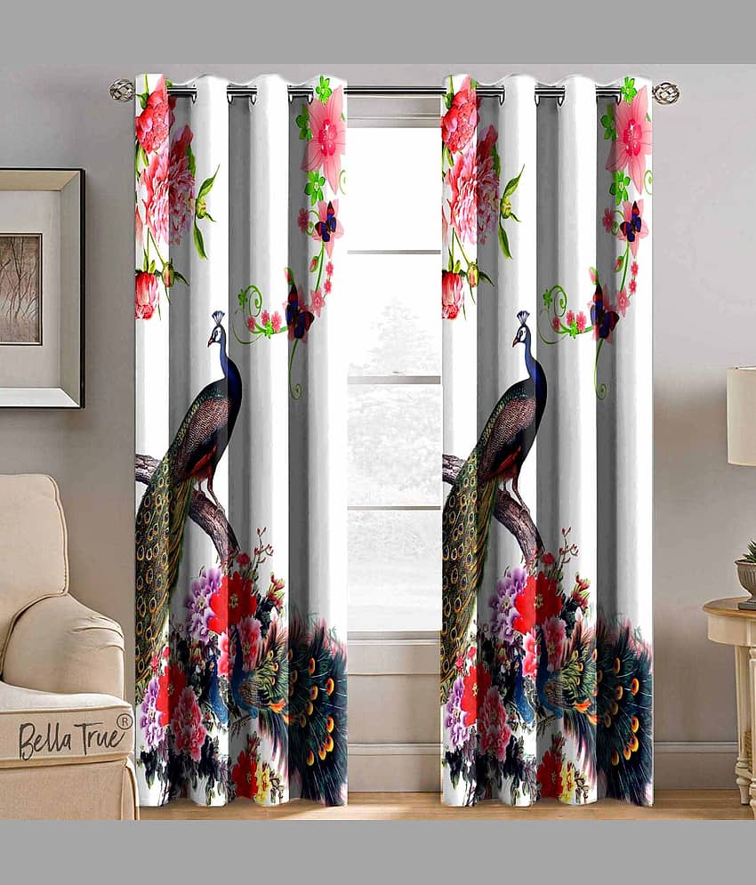 BELLA TRUE  Set of 2 Window SemiTransparent Eyelet Polyester Multi Color Curtains ( 152 x 113 cm )