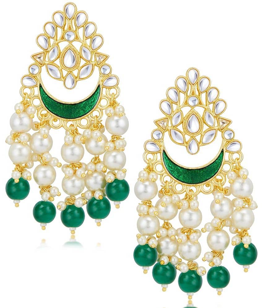 Sukkhi - Green Chandelier Earrings ( Pack of 1 )