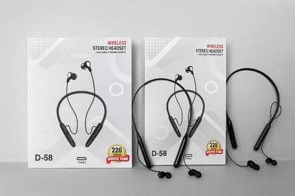 LK Gold D58 Wireless Bluetooth Neckband Earphones with Mic, Long Battery Backup, Deep Bass Stereo Sound, Sweatproof Sports Neckband Headset LK Gold D58 Wireless Bluetooth Neckband Earphones with Mic, Long Battery Backup, Deep Bass Stereo Sound, Sweatproof Sports Neckband Headset