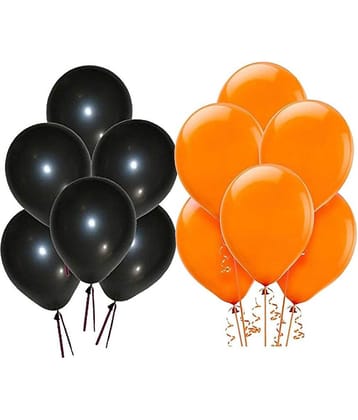 50 Matellic Balloon (Black,Orange) for happy birthday decoration item, birthday decoration kit, birthday balloon decoration combo for Boys, Girls, Kids, husband and Wife.