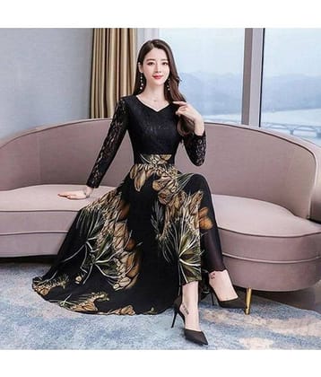 Raabta Fashion Women Georgette Printed Fit & Flare Dress ( Brown )