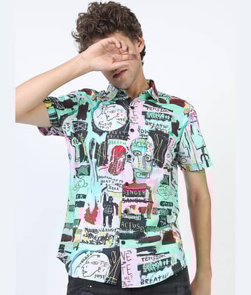 Ketch Polyester Regular Fit Printed Half Sleeves Men's Casual Shirt - Mint Green ( Pack of 1 )