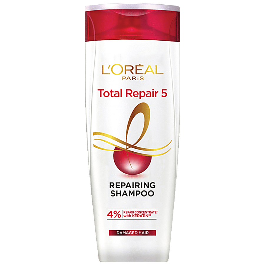 Loreal Paris Total Repair 5 Repairing Shampoo With Keratin Xs, 82.5 Ml Bottle