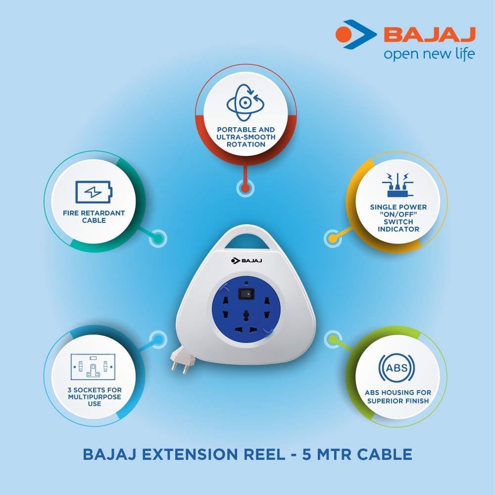 Bajaj Extension Reel 5-metre Cable