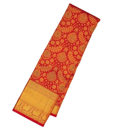 Crimson Handloom Kanchipuram Silk Saree With Meena Floral Motifs-KA12012-Crimson