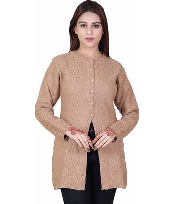 Ogarti Acrylic Beige Buttoned Cardigans - Single