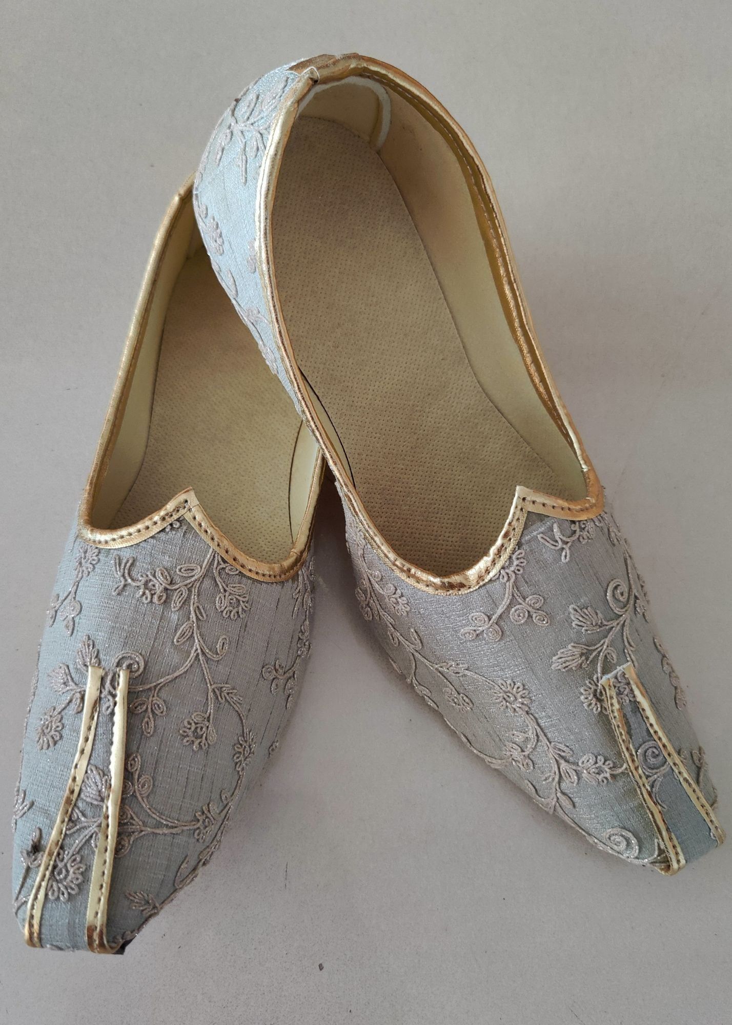 Grey Thread Embroidery Jutti Shoes-LIGHT GREY