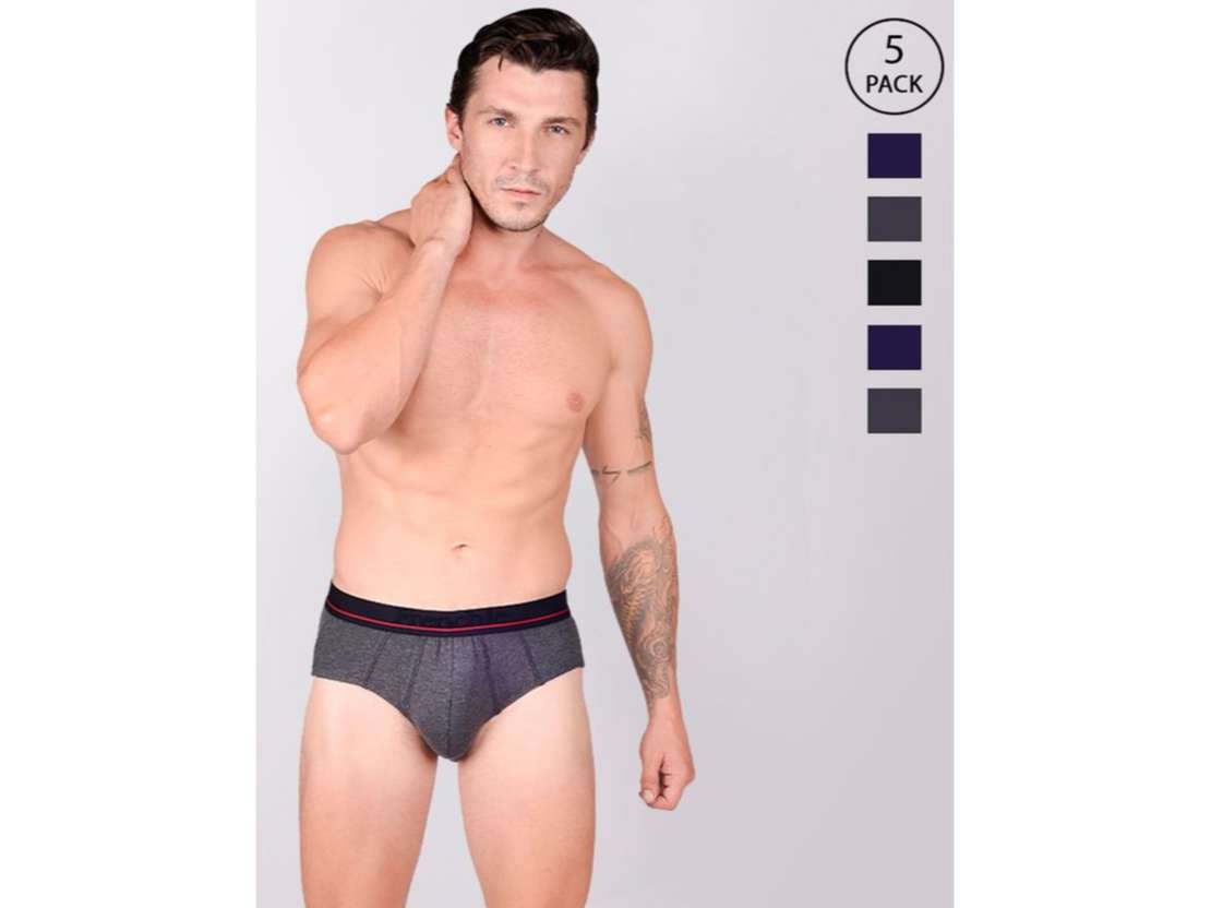 FRENCHIE Casuals 4003 Men Solid Cotton Briefs in Assorted Colours Pack of 5 - L