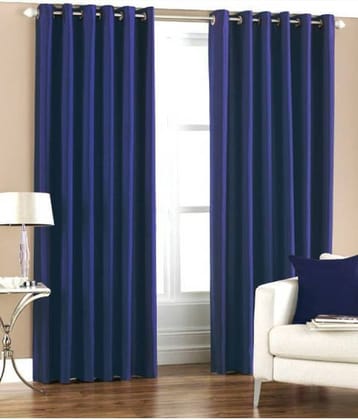 Idoleshop Set of 2 Door Eyelet Curtains Plain Blue