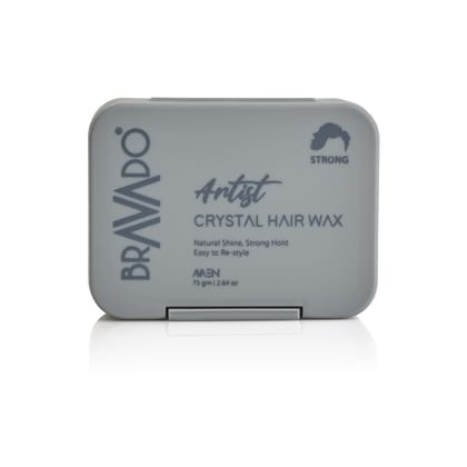 BRAVADO Artist Crystal Strong Hold Hair Wax for Men | Easy to restyle, Ultimate Hold & Natural Shine | Hair Cream, Strong hold, Hair Styling Wax, Hair Clay, Hair Gel | for All Hair Types | 75g