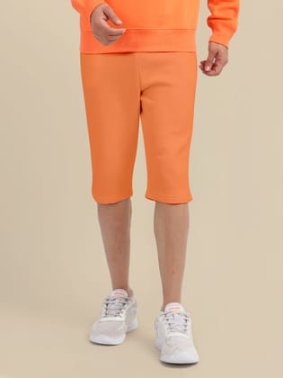 Mens Orange Premium Cotton Fleece Winter Shorts-S
