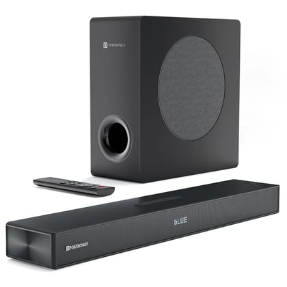 Portronics Pure Sound Pro 110 140W 2.1 Channel Home Theatre with Wired Subwoofer, delivering powerful and immersive audio for movies, music, gaming, and everyday entertainment - Black