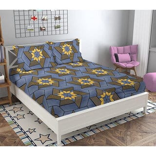 UnV Classical Printed Double Size Bedsheet With Pillow Covers (EZ-08)