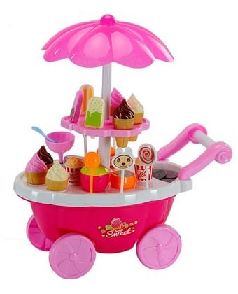 Shopping Cart Play Set | Ice Cream | Candy Counter Set | Kitchen Play Set with Lights and Music | Pretend Play Toys for Kids Girls and Boys - Multi Color