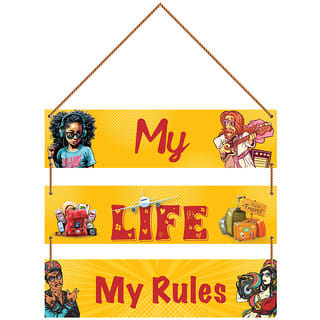 Homeberry- My Life My Rules Quote Trendy Wooden Wall Hanging| Home Decor