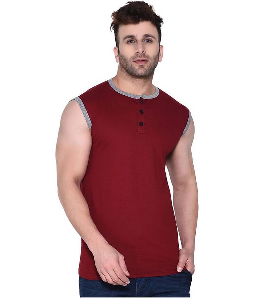 Tfurnish Cotton Blend Maroon Solids T-Shirt