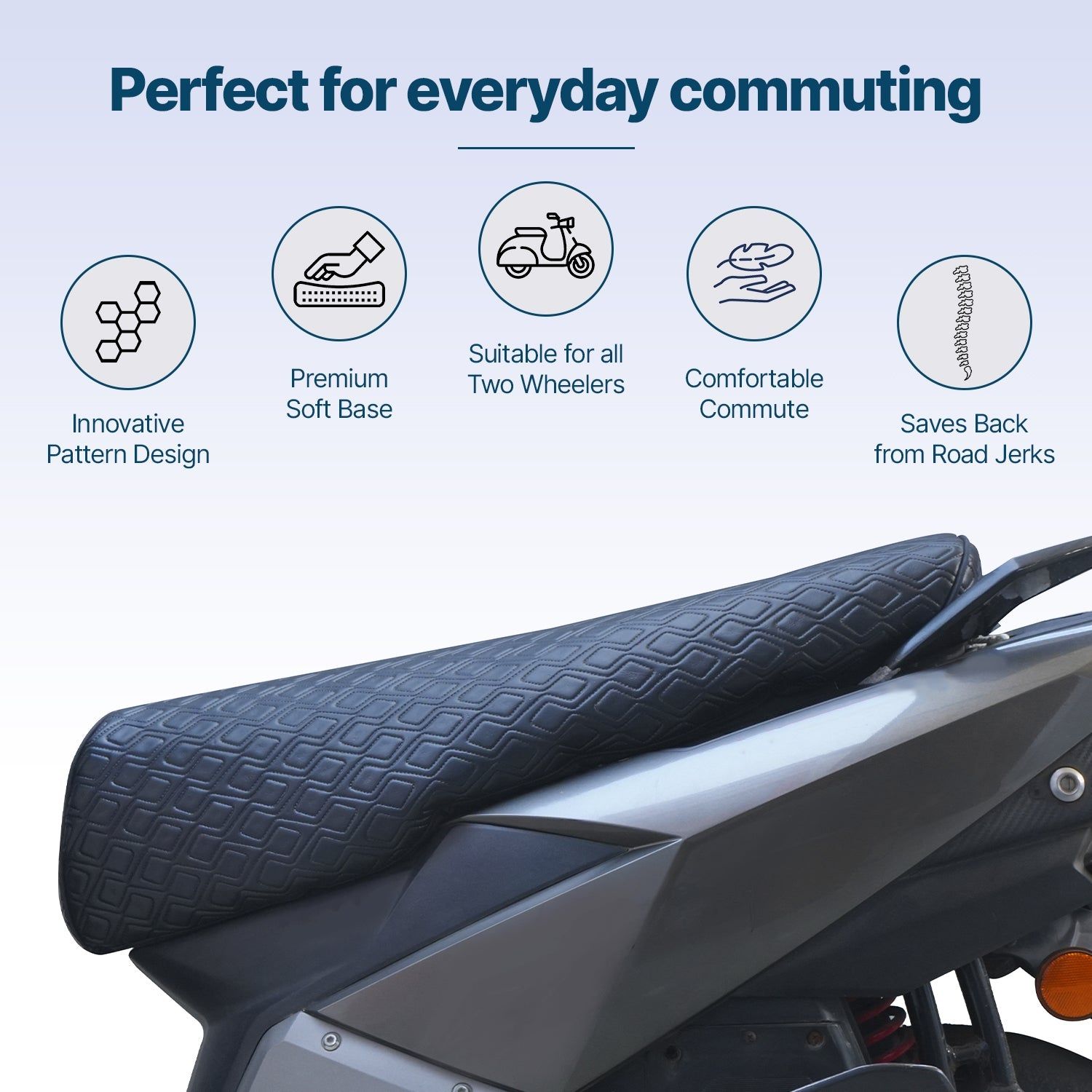 Mototrance PU Leather Luxurious Bike Scooter Seat Cover (MTSC-BL) Honda CB Shine-MTSC-9501-BL
