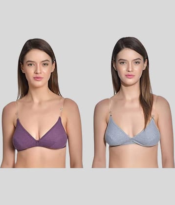 AIMLY Pack of 2 Cotton Blend Non Padded Women's T-Shirt Bra ( Multicolor )