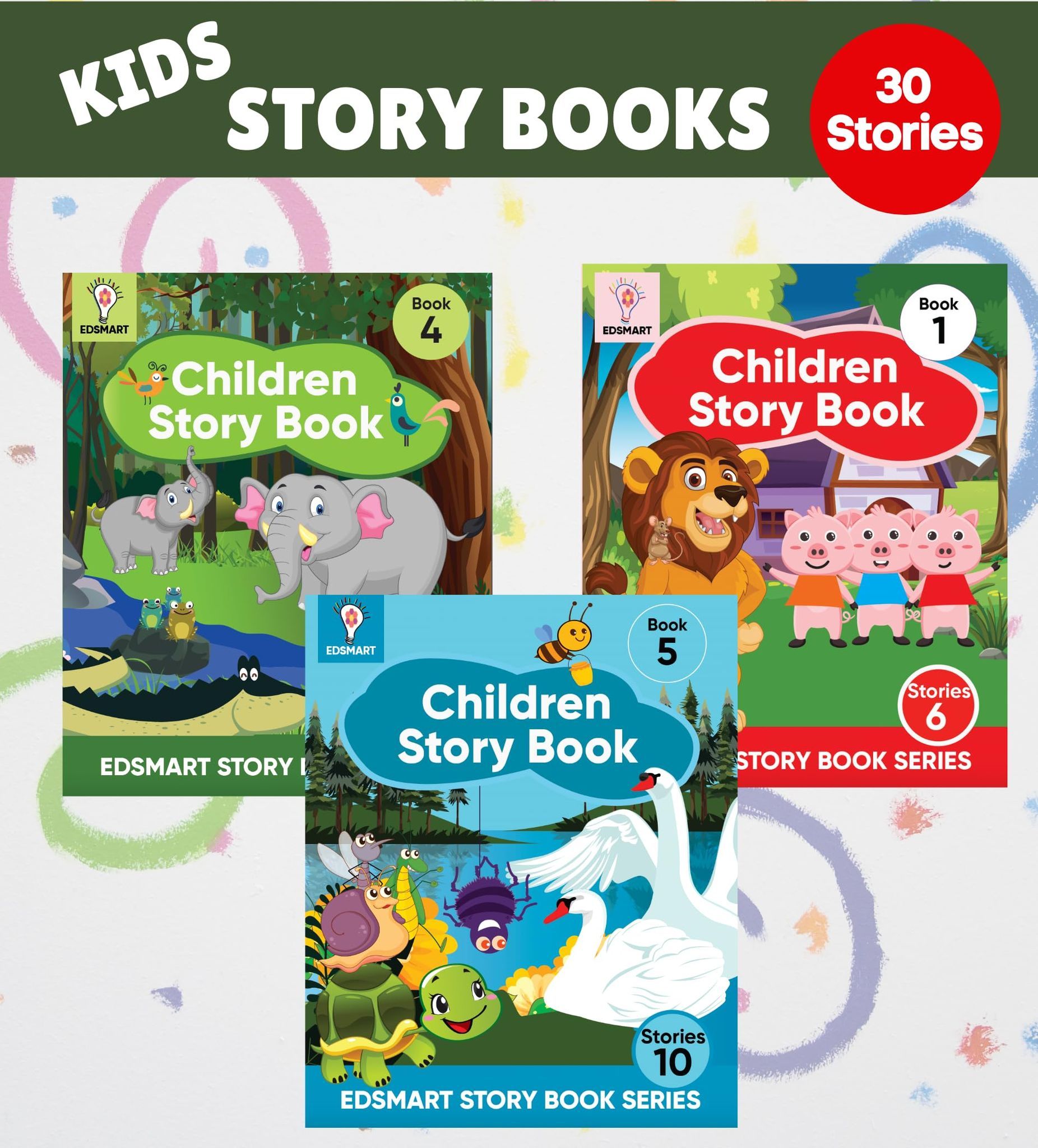 Edsmart Children Story Book Combo: 3-Book Set for Ages 2-6 | 32 Pages Each | 30 Engaging Stories with Pictures | Includes Friendship, Road Safety, Nature, Panchatantra, and Tenali Rama Tales [Paperback] [Jan 01, 2022] Edsmart Edu Services Pvt Ltd