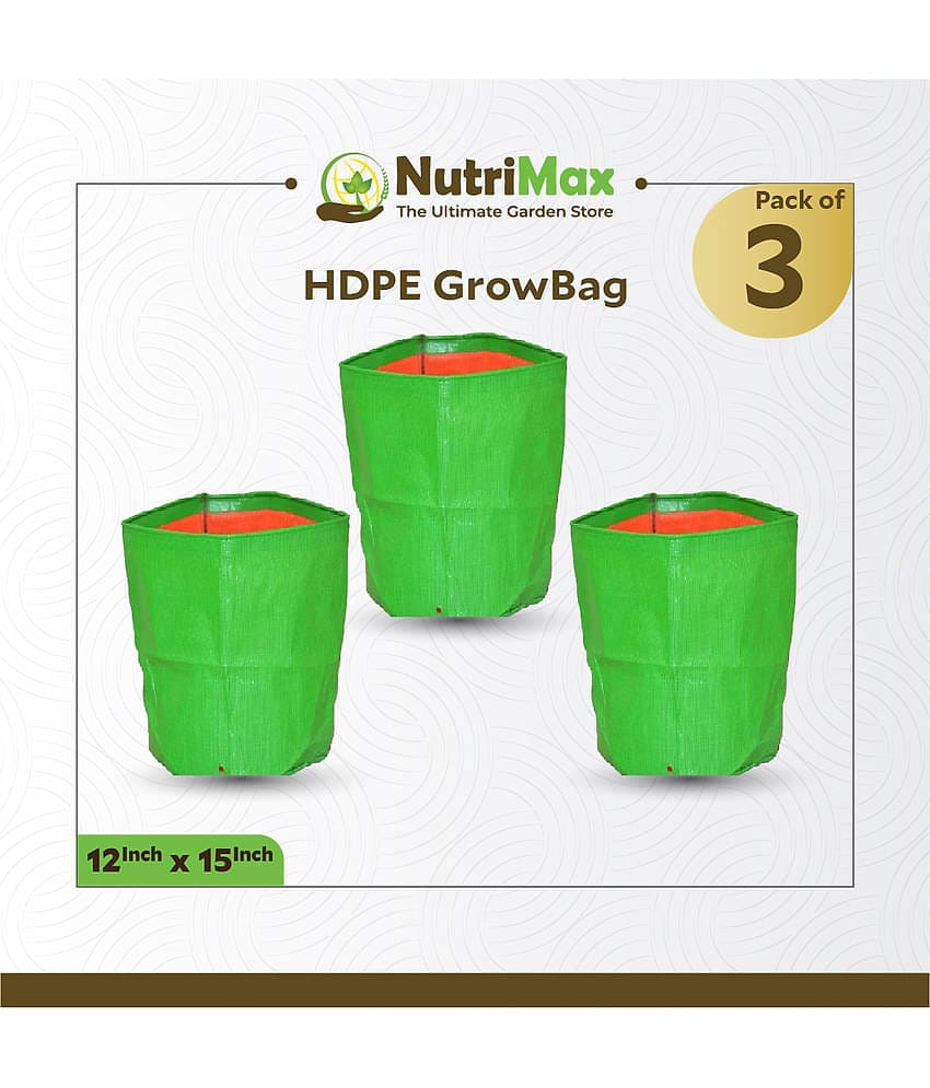 Nutrimax HDPE 200 GSM Growbags 12 inch x 15 inch Pack of 3 Outdoor Plant Bag