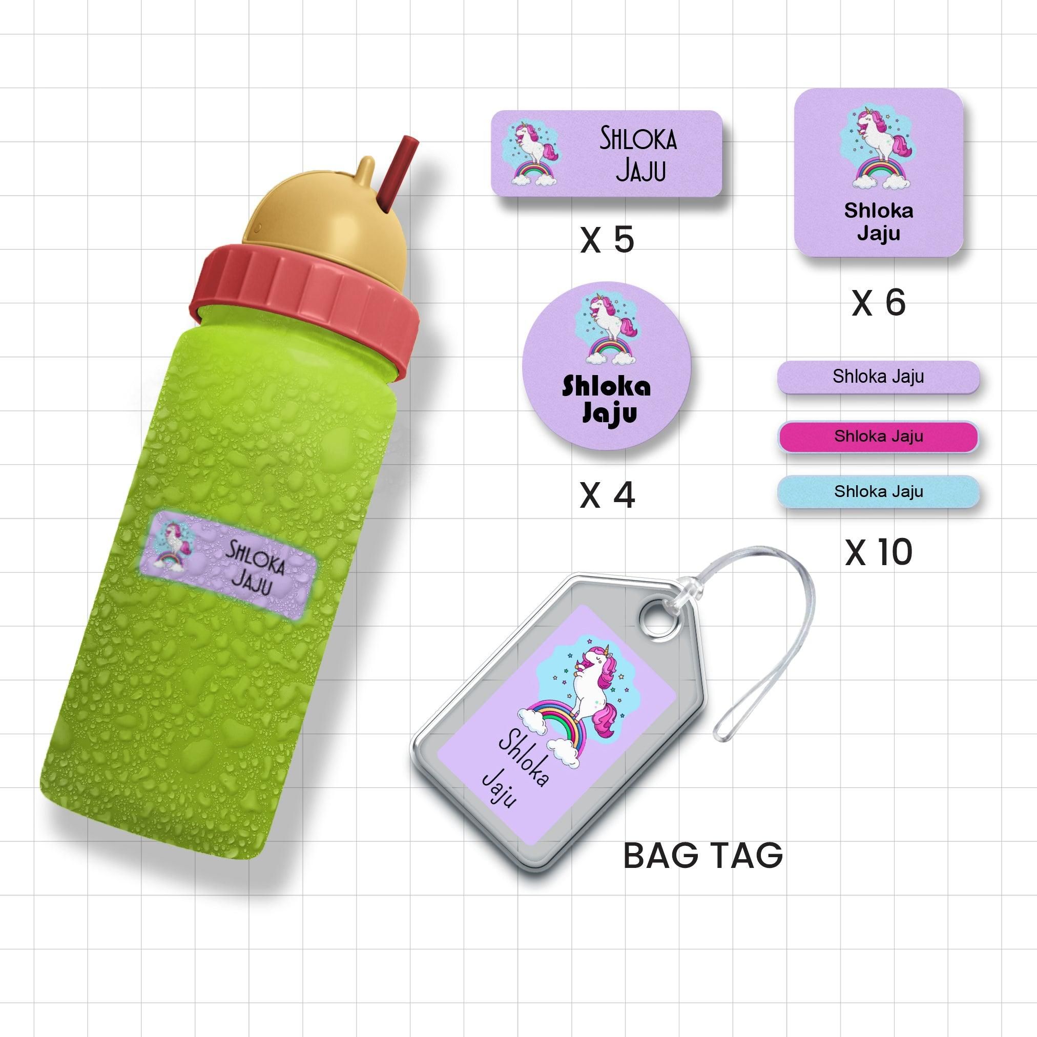 Assorted Shapes Waterproof Labels - Unicorn Theme