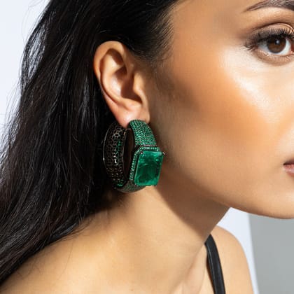 Isbah - Blue Statement Hoops-Green