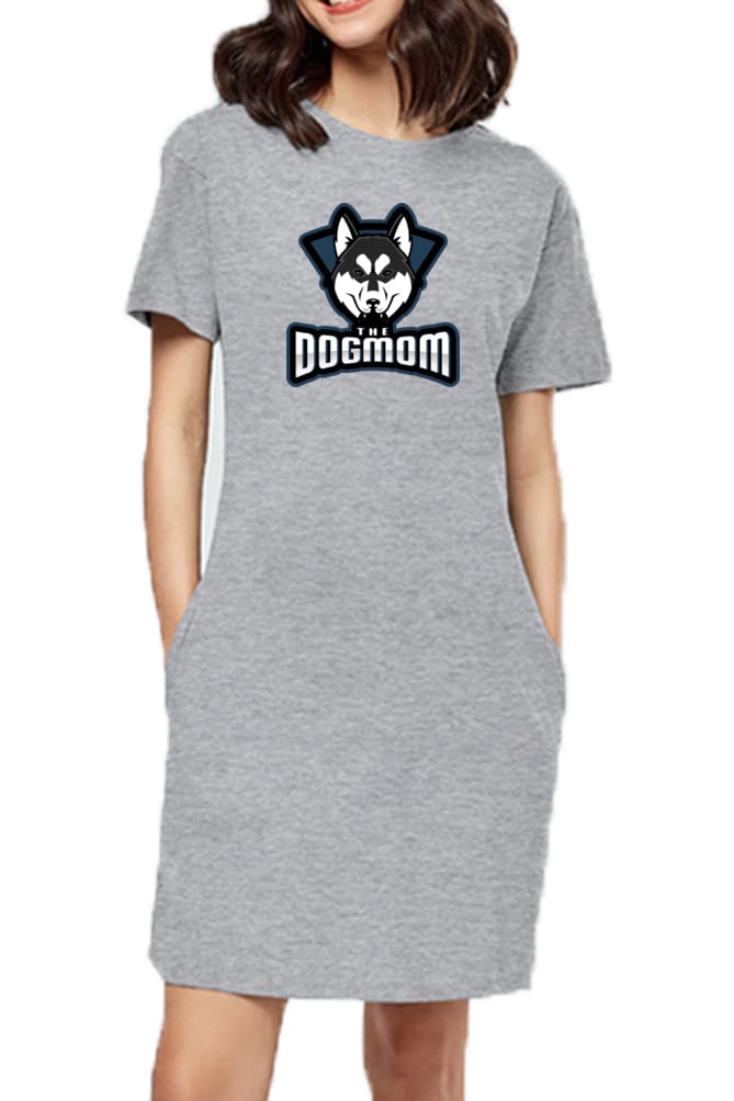 T-shirt Dress With Pockets - The Dogmom Husky (6 Colours) (Slim Fit)