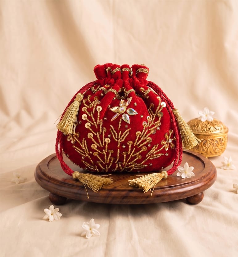 Handcrafted Zari Zardozi Velvet Batua