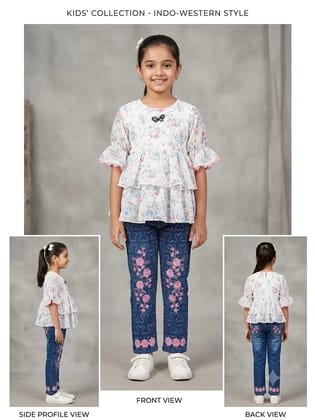 Jeans blue aur white top