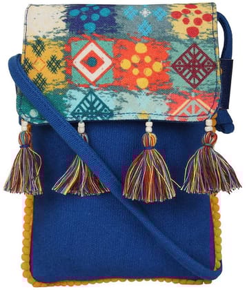 Anekaant Blue Canvas Sling Bag
