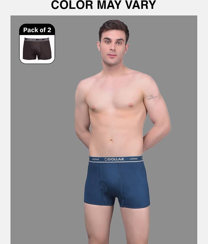 Dollar Lehar Mens Combed Cotton Trunk - Pack of 2 - (Colour May Vary)
