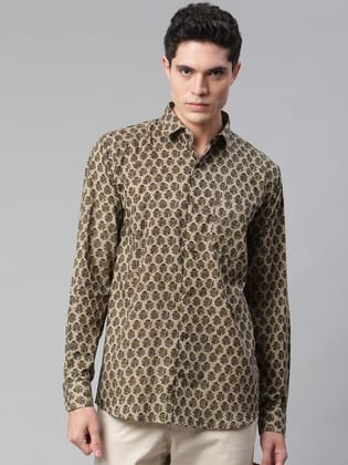 Grey & Green Cotton Full Sleeve Shirt for Men-38