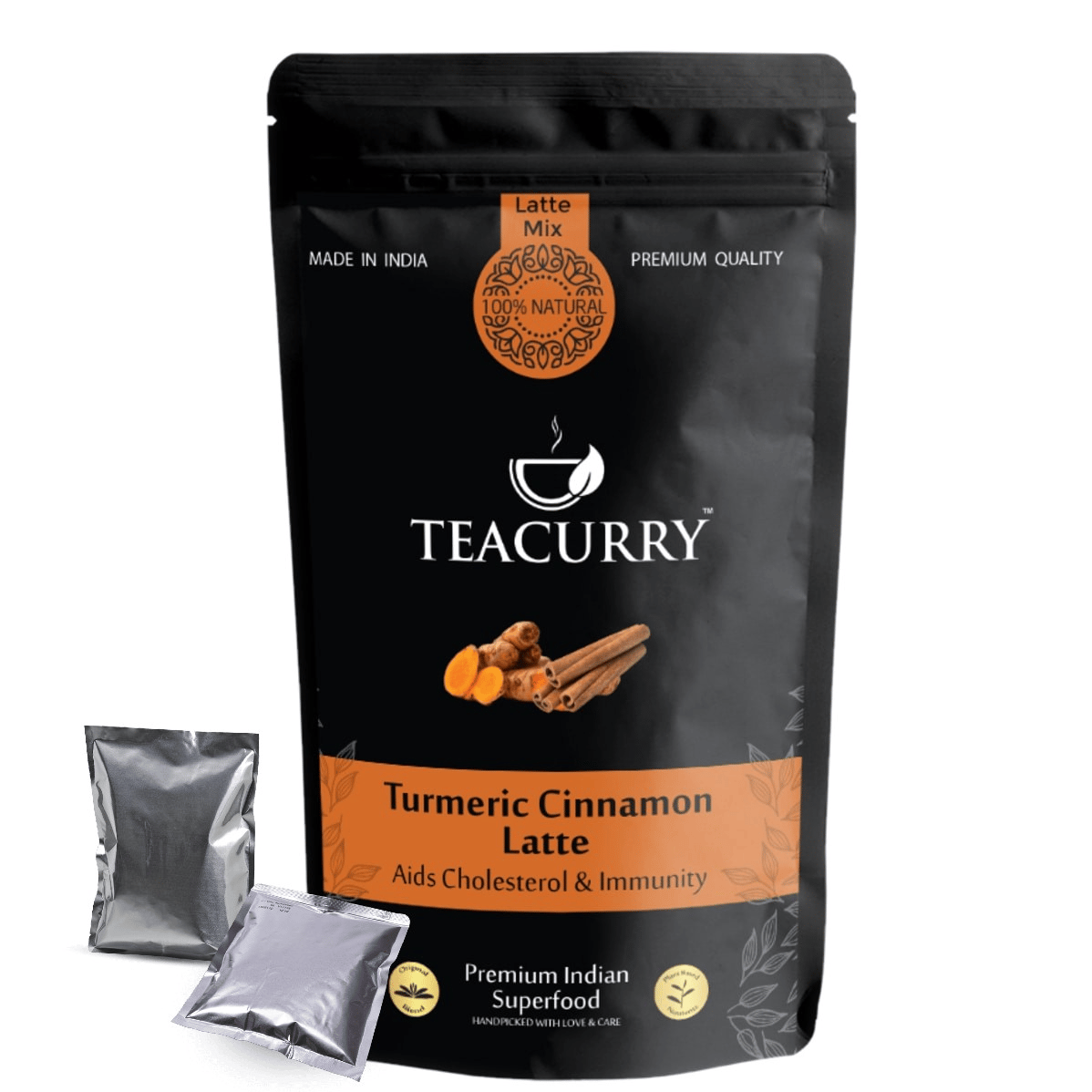 TEACURRY Turmeric Cinnamon Latte (1 Month Pack, 30 Sachets)- Helps with Inflammation, Digestion, Immunity (Golden Milk)