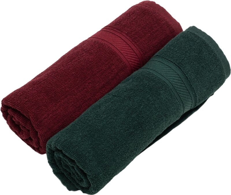 Furnofy Cotton 450 GSM Bath Towel Merun, Olive Green (Pack Of 2)