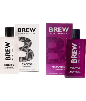 Brew - EXCITE AND TIP TOP Eau De Parfum (EDP) For Unisex 200 ML ( Pack of 2 )