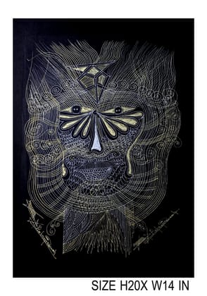 Effulgent Surpur Line Art Painting Mixed Media On Paper