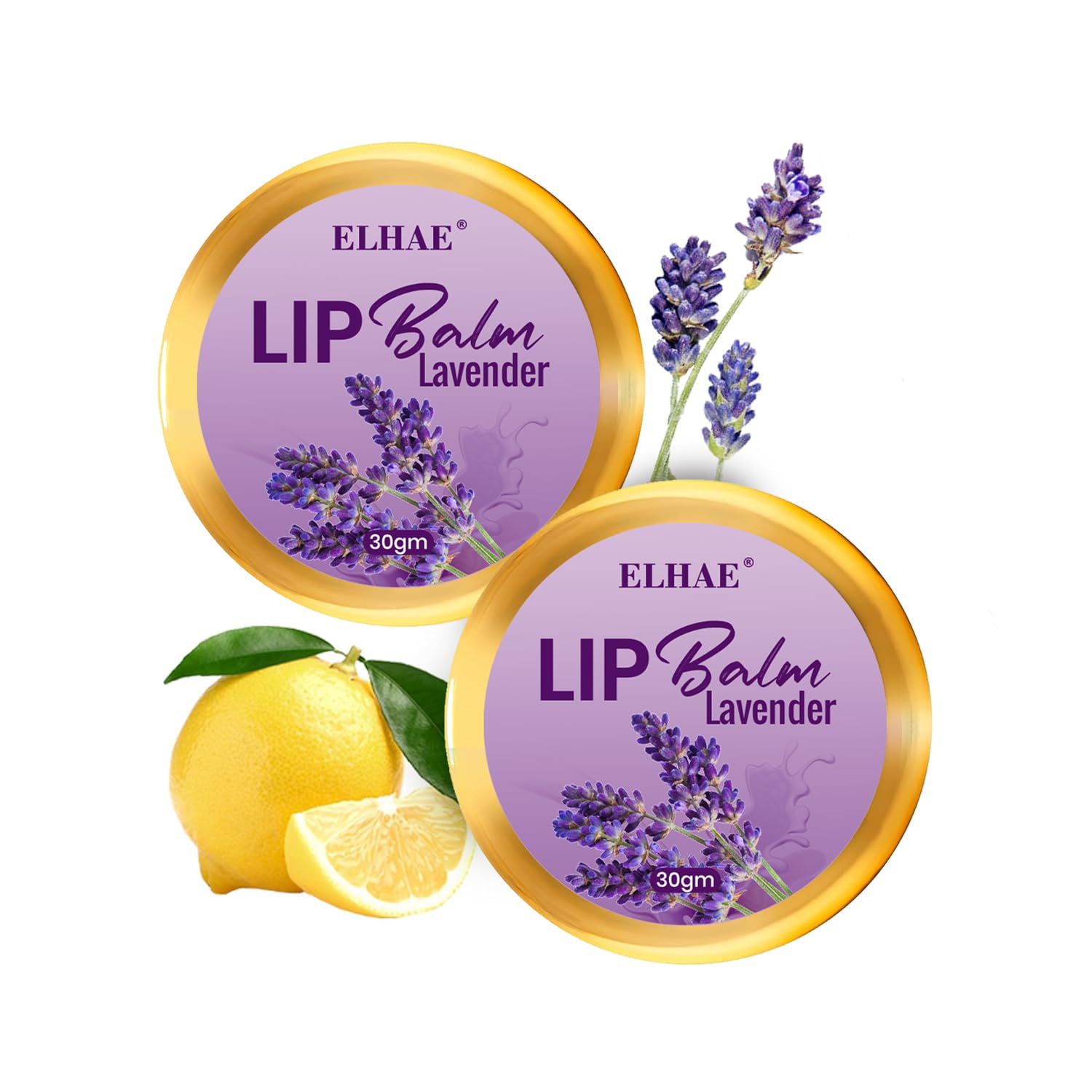ELHAE Moisturizing Lip Balm with Organic Oils Made With Desi Ghee| Glossy Sheen in Lavender Flavor | Rich, Buttery Texture for Ultimate Hydration & Protection - 30g