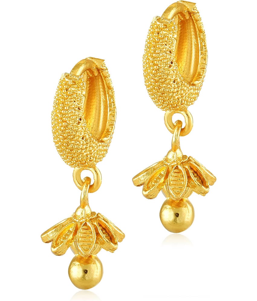 Vighnaharta Daily wear Filigree work Gold Plated alloy Hoop Earring Bucket Bali Basket Bali Earring for Women and Girls  {VFJ1453ERG}