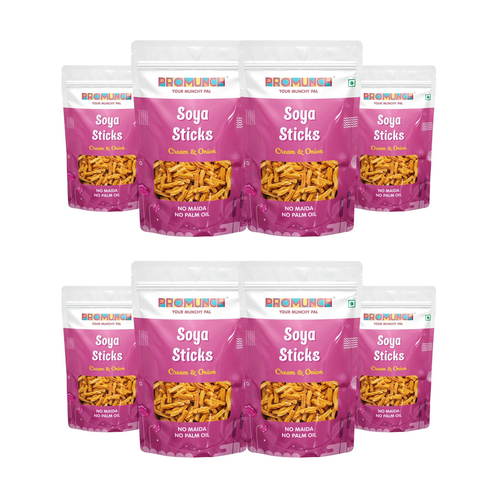 PROMUNCH Soya Sticks - Cream & Onion (Pack  of 8; 30g Each)
