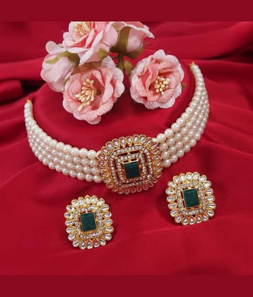 Padmavati Bangles White Alloy Necklace Set ( Pack of 1 )
