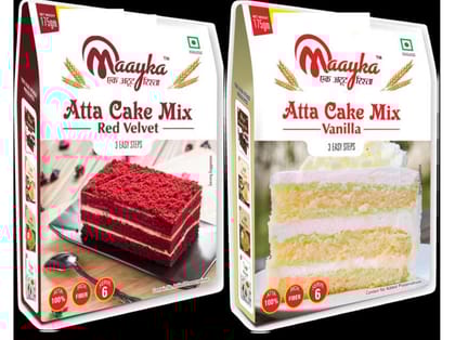 Maayka Atta Vanilla & Red Velvet Cake Mix | Pack Of 2