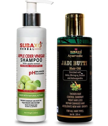 Apple Cider Vinegar Herbal Shampoo | Prevents Hair Fall | Hair Growth |-200 Ml & Ayurvedic Jadi Butti Hair Oil 200 Ml -For Women, Men, Boys & Girls