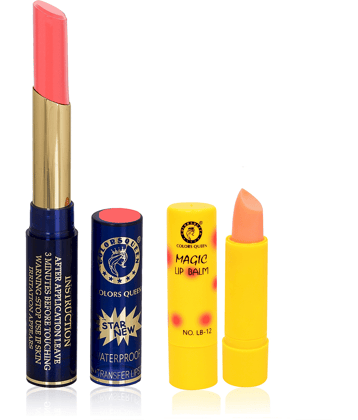 Colors Queen 18 Hours Stay Lipstick Lip Balm Peach Pack of 2 5 g