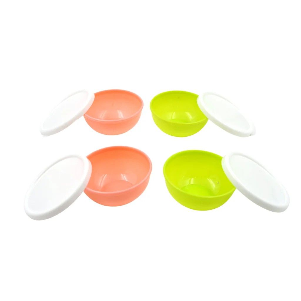 Multipurpose Small Round Plastic Bowl or Katori with Lid, Microwave Safe Reusable Lightweight Bowl, Dishwasher Safe Chutney Bowl 4 Pcs (Multicolor)