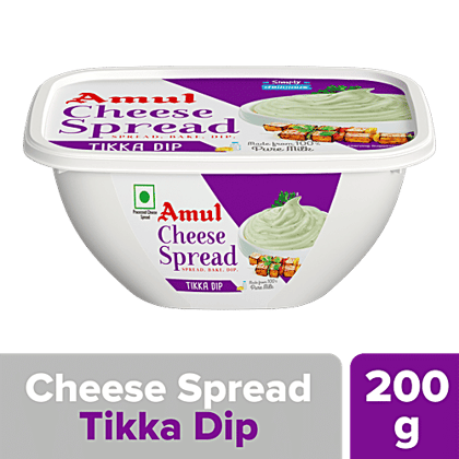 Amul Processed Cheese Spread - Tikka Dip, Made from 100% Pure Milk, 200 g Tub