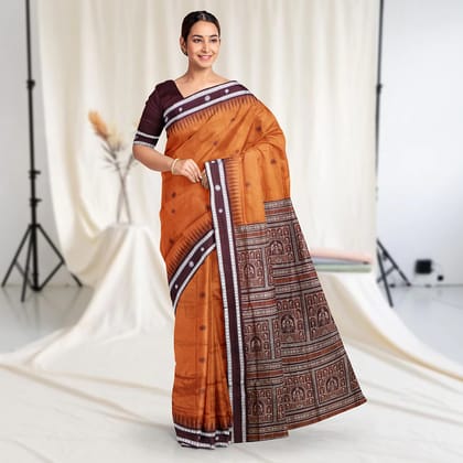 Elegant Temple Border Bomkai Silk Saree Elegant Temple Border Bomkai Silk Saree