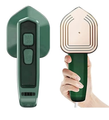 Portable Mini steam Ironing Machine with wet and dry function, Professional Micro Steam Iron for Fabric Clothes,iron for Home and Travel, best for gift Green / Handheld