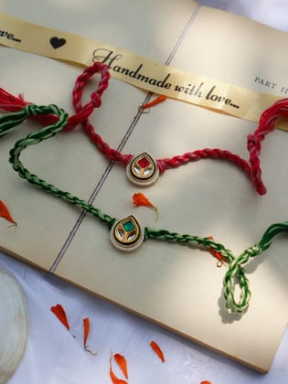 Samay Kundan Rakhi Set-Multicolored